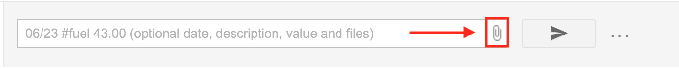 Clicking the paperclip icon on the Bkper input bar to attach a file