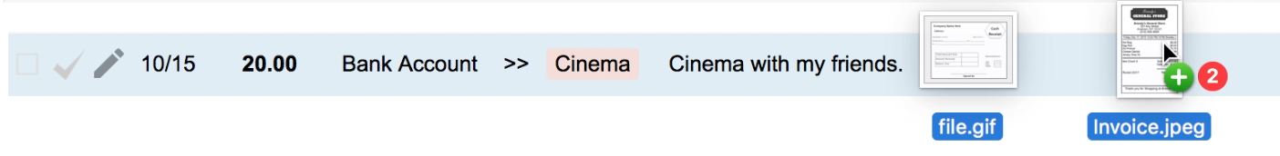 Dropping files onto an existing transaction to add attachments