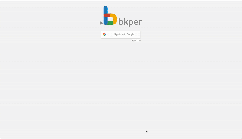 Animated walkthrough of signing in to Bkper with a Google Account