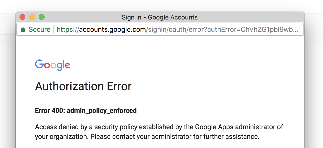 Browser showing Error 400 admin_policy_enforced when trying to log in to Bkper