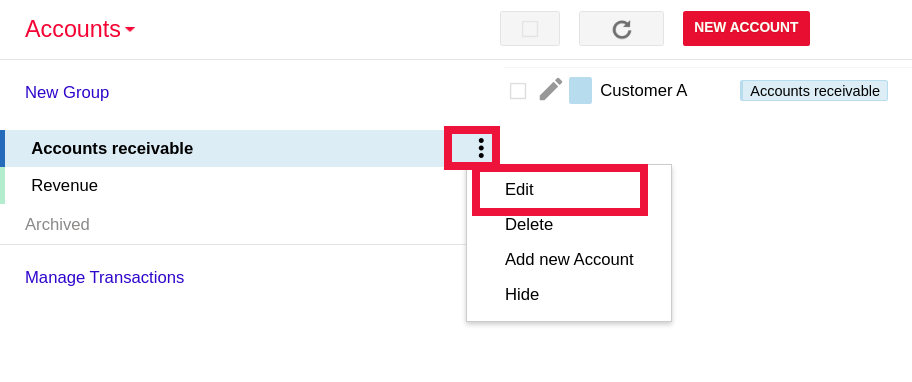 Editing a group on the child book to add the parent_account property