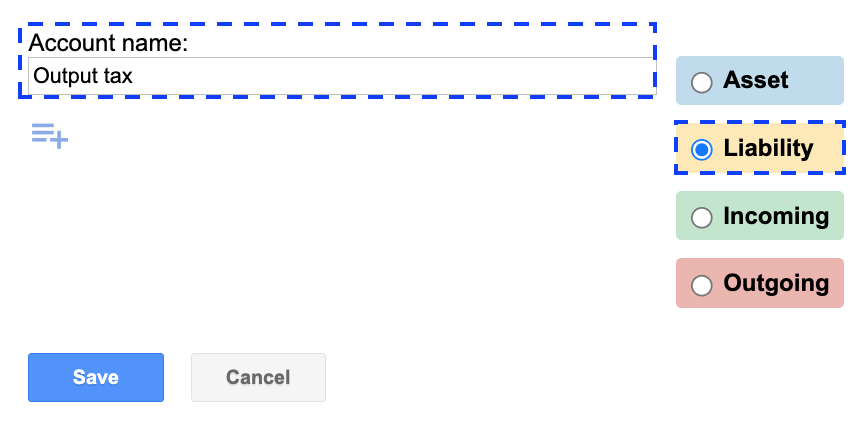 Liability account created for tax output