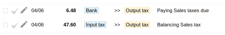 Closing the tax period by balancing Input and Output tax accounts